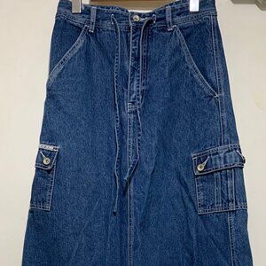 VINTAGE R.V.T SERVE PIPING HOT DENIM MAXI SKIRTS SIZE 7/8